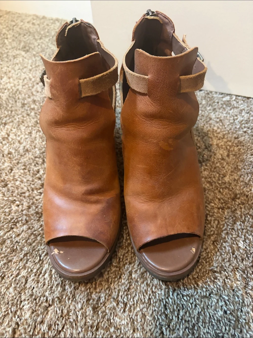 🍸Kork-Ease Brown Leather Open-Toe Wedge Sandals